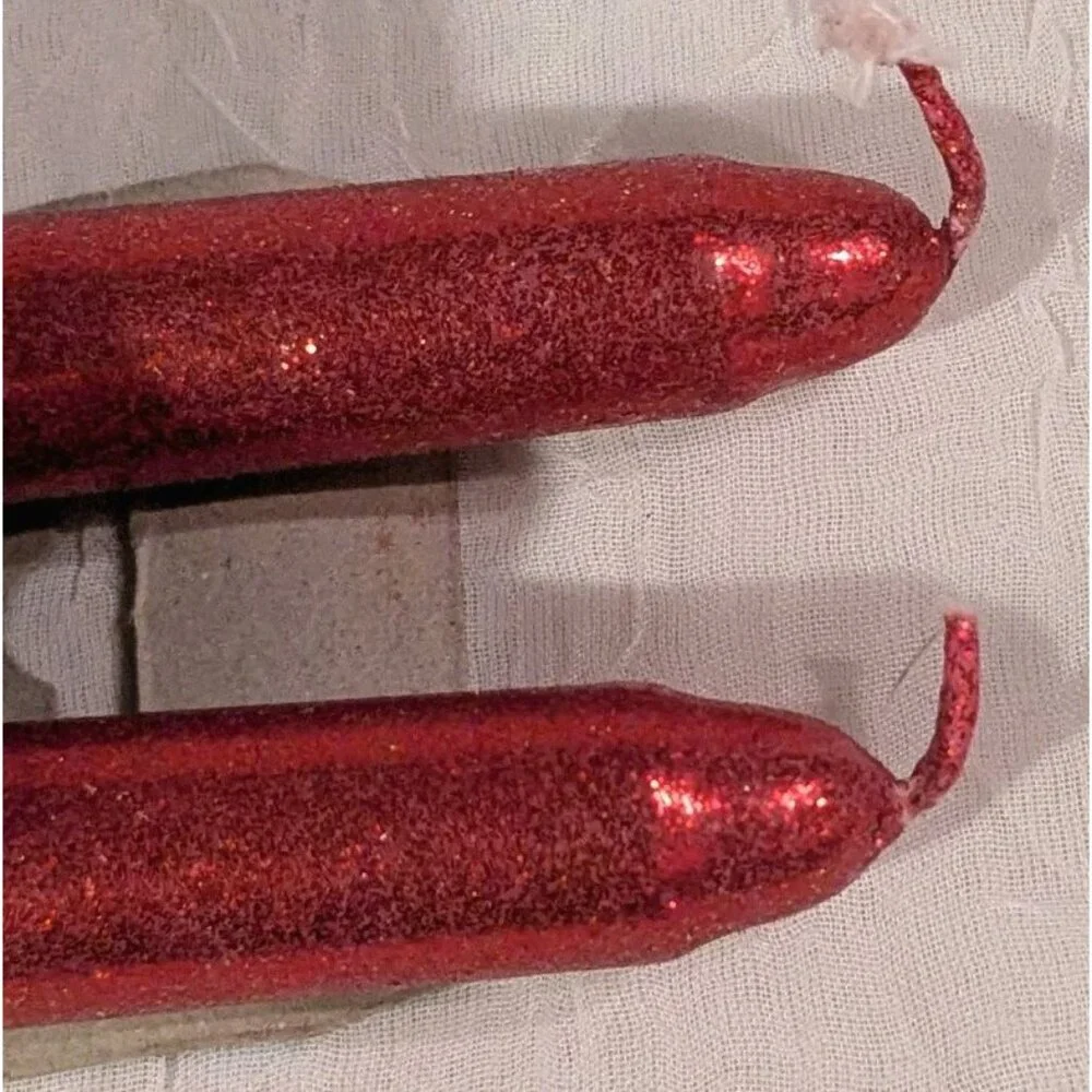 NOS Candles Glitter Taper Joy Brite Holiday Christmas Red 10
